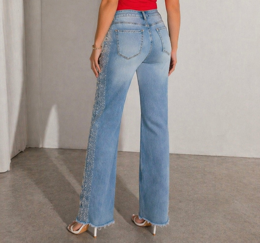 High Waist Straight Jeans – Light Wash
